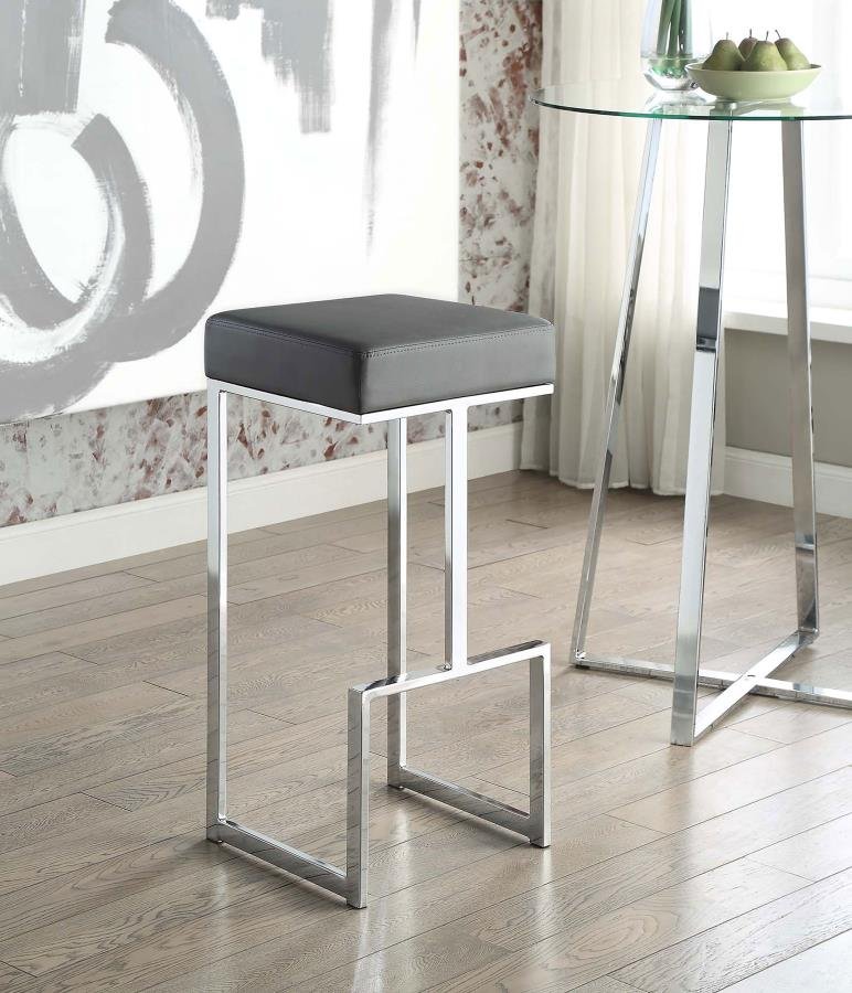 105262_01x900.jpg GERVASE SQUARE BAR STOOL GREY AND CHROME - Image 2