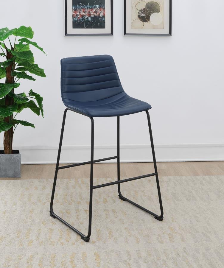 107209_01x900.jpg ZUNI FAUX LEATHER UPHOLSTERED BAR CHAIR BLUE (SET OF 2) - Image 2