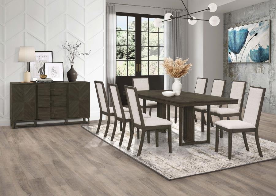 KELLY RECTANGULAR 87-INCH WOOD DINING TABLE DARK GREY ...