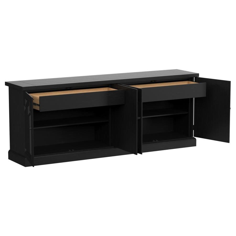 115535_03x900.jpg FLORENCE 4-DOOR DINING SIDEBOARD BUFFET DISTRESSED BLACK - Image 3