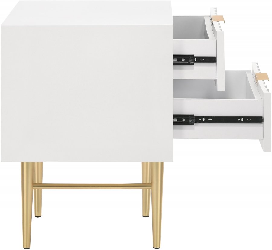 12088-3.jpg Modernist Wood Veneer And Stainless Steel Base Nightstand - Image 4