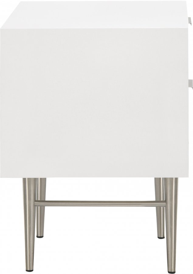 12092-4.jpg Modernist Wood Veneer And Stainless Steel Base Nightstand - Image 5