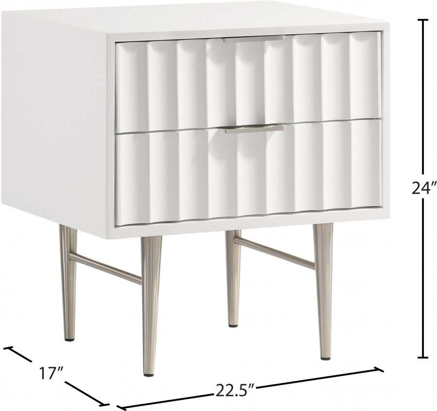 12092_0.jpg Modernist Wood Veneer And Stainless Steel Base Nightstand - Image 10