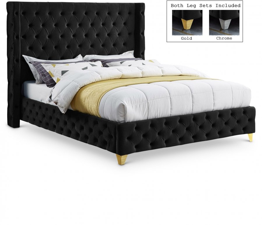 Savan Velvet Upholstered Bed