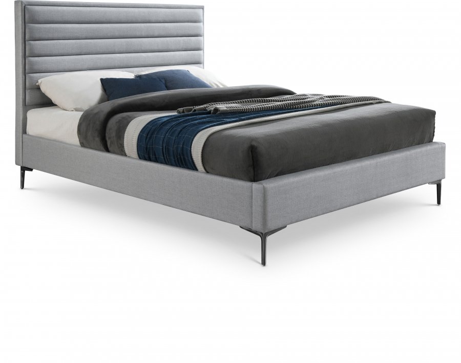 Hunter Linen Textured Fabric Upholstered Bed