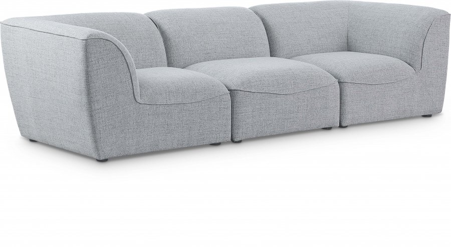 Miramar 109″ Linen Textured Fabric Upholstered 3pc. Modular Sofa