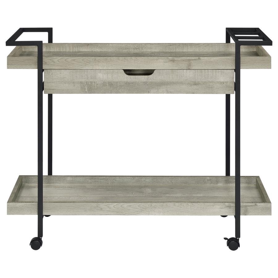 181005_04x900.jpg VENTURA 1-DRAWER ENGINEERED WOOD BAR CART GREY DRIFTWOOD - Image 4