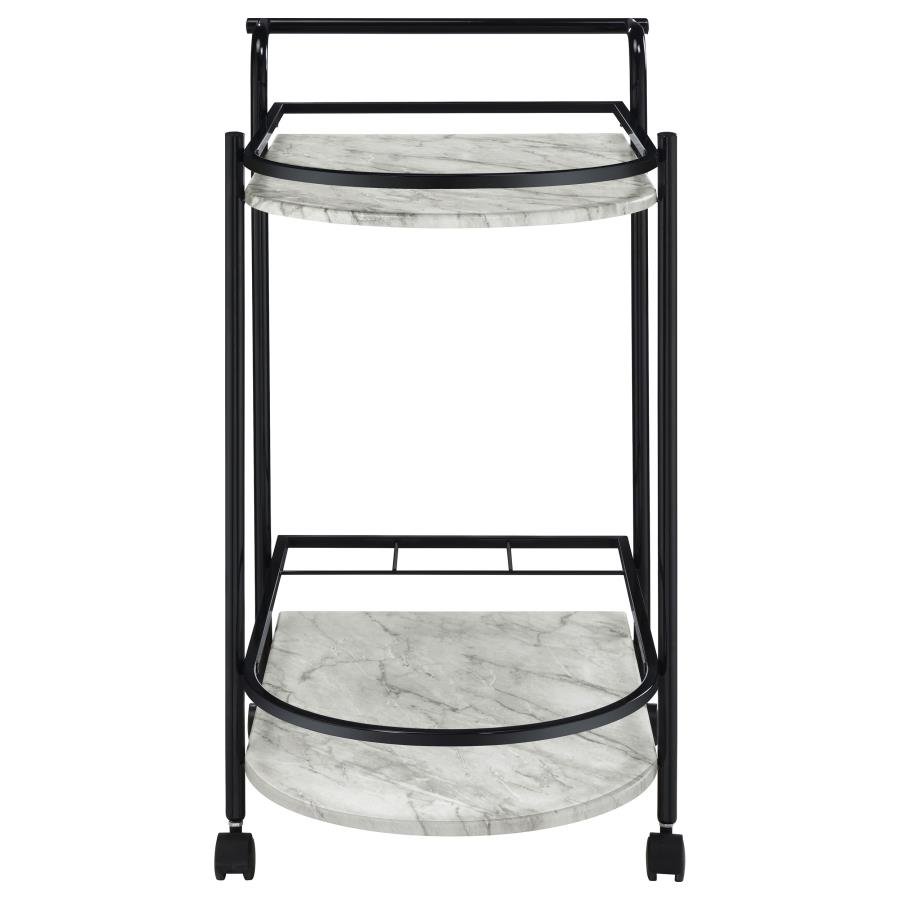 181376_03x900.jpg DESIREE 2-TIER FAUX MARBLE SHELF METAL BAR CART BLACK - Image 3