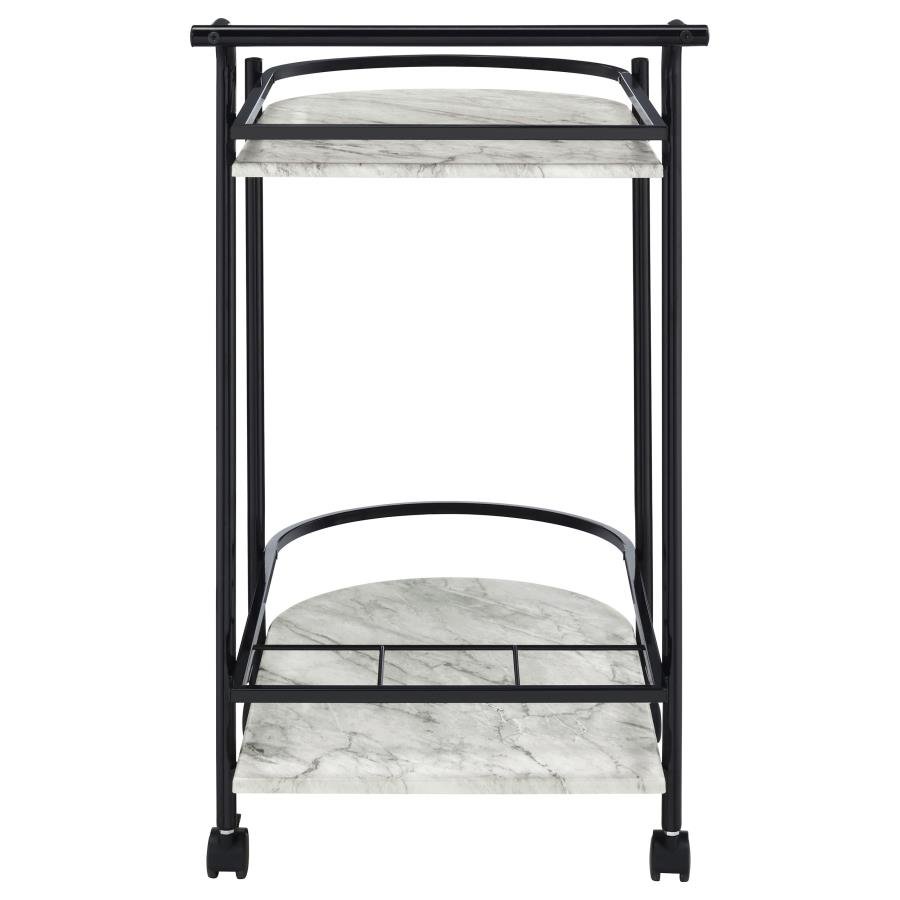 181376_07x900.jpg DESIREE 2-TIER FAUX MARBLE SHELF METAL BAR CART BLACK - Image 7