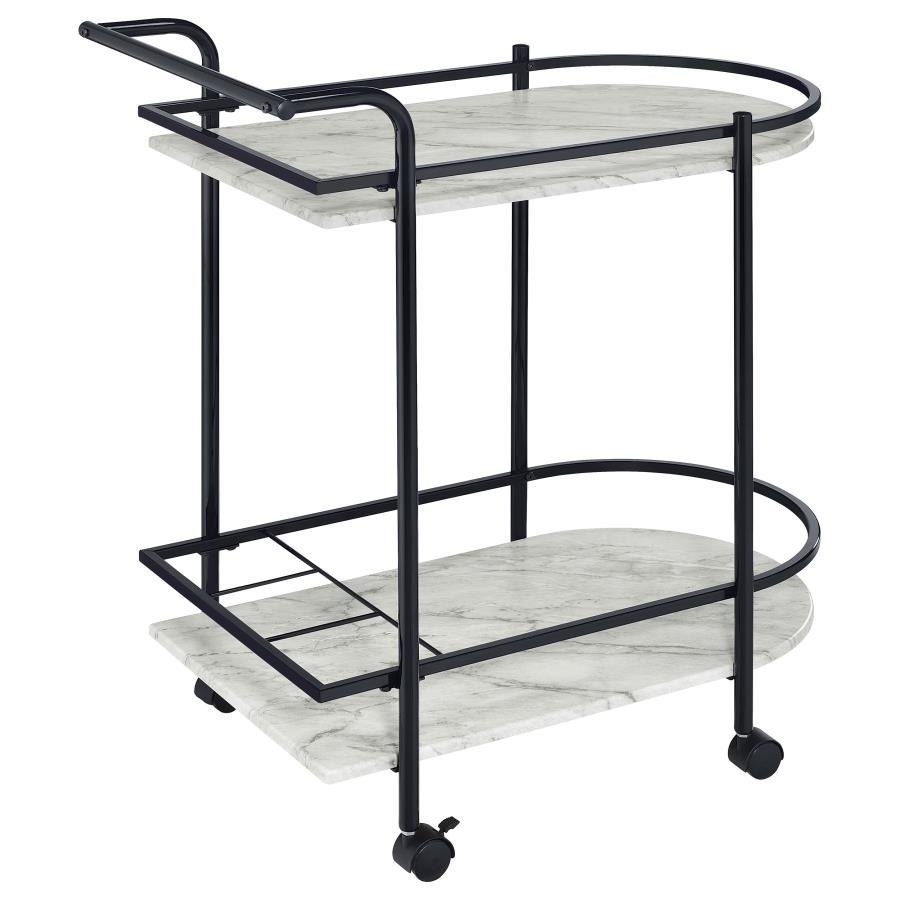 181376_08x900.jpg DESIREE 2-TIER FAUX MARBLE SHELF METAL BAR CART BLACK - Image 8