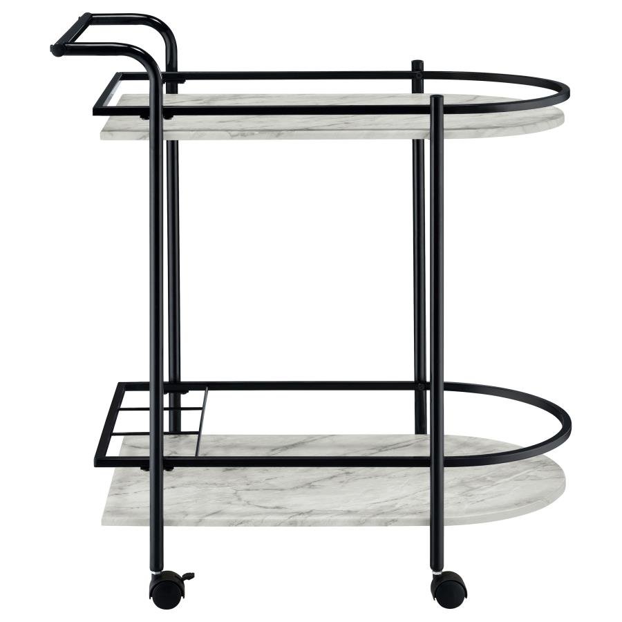 181376_09x900.jpg DESIREE 2-TIER FAUX MARBLE SHELF METAL BAR CART BLACK - Image 9