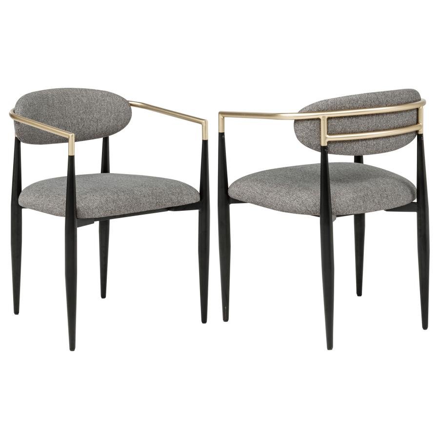 ALEXIS FABRIC UPHOLSTERED DINING ARM CHAIR GREY (SET OF 2)