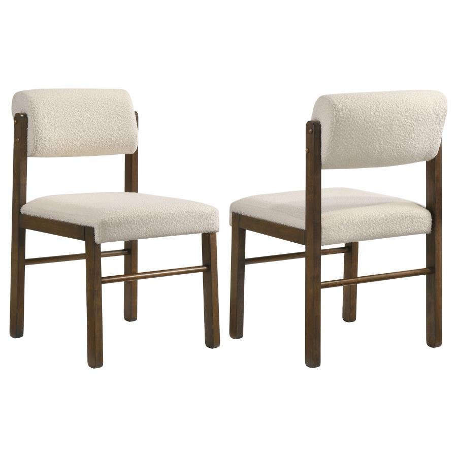 KEHOE UPHOLSTERED DINING SIDE CHAIR CREAM AND WALNUT (SET OF 2)
