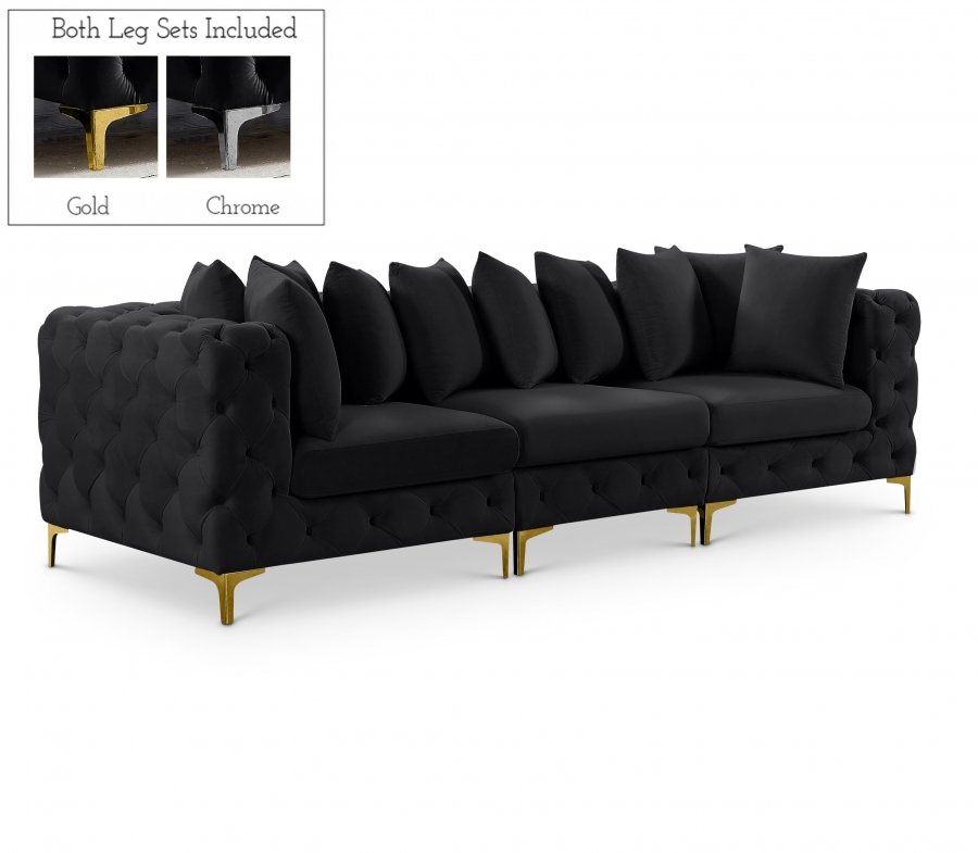 Tremblay 109″ Velvet Upholstered 3pc. Modular Sofa