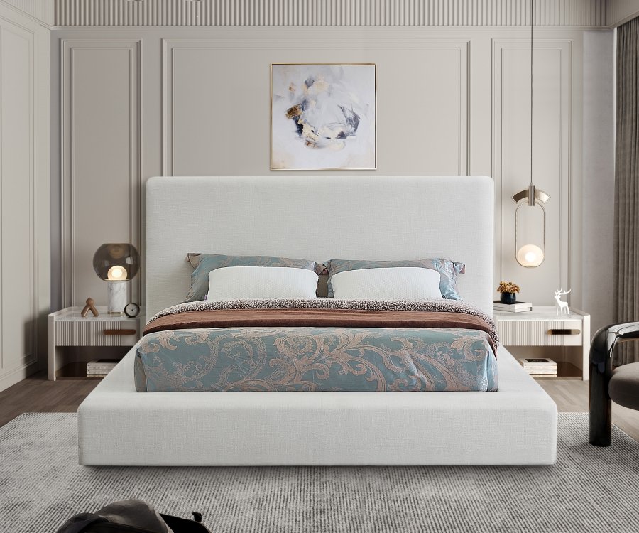 Devin Linen Textured Fabric Upholstered Bed - furniturezonenyc.com