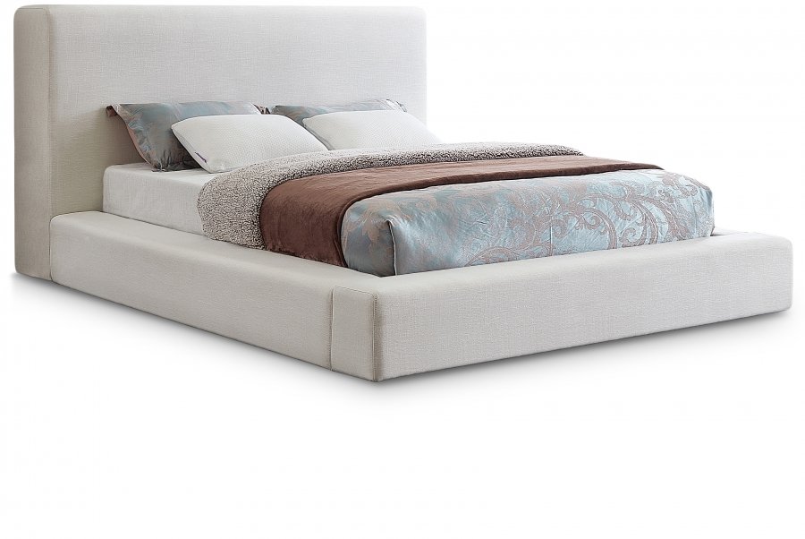 Devin Linen Textured Fabric Upholstered Bed - furniturezonenyc.com