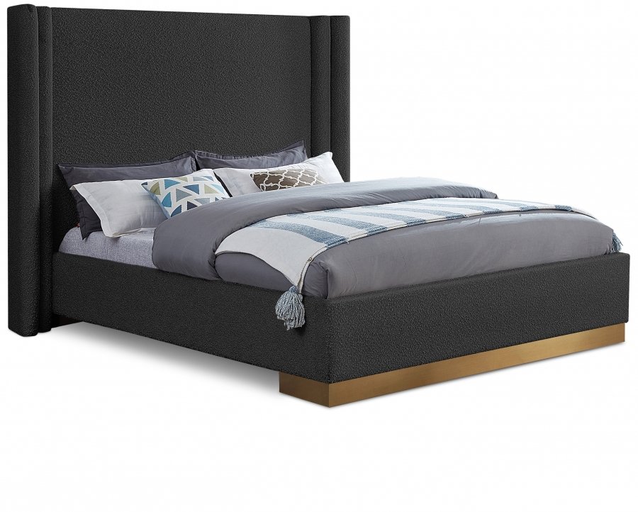 Halton Boucle Fabric Upholstered Bed