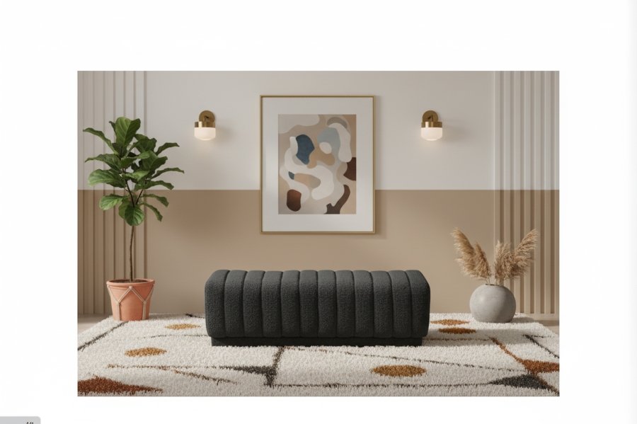 23391-1.jpg Heathrow Boucle Fabric Upholstered Bench - Image 2