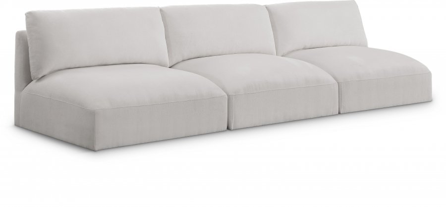 Ease 114″ Fabric Upholstered 3pc. Armless Modular Sofa