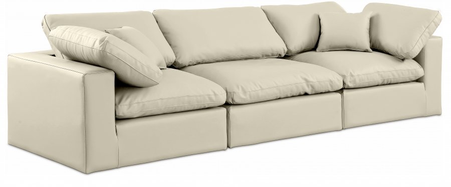 Comfy 119″ Vegan Leather Upholstered 3pc. Modular Sofa