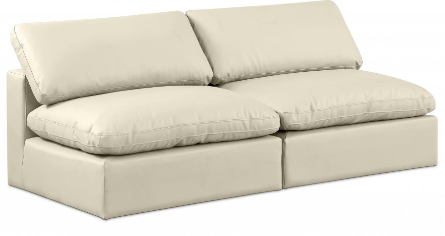 Comfy 78″ Vegan Leather Upholstered 2pc. Armless Modular Loveseat