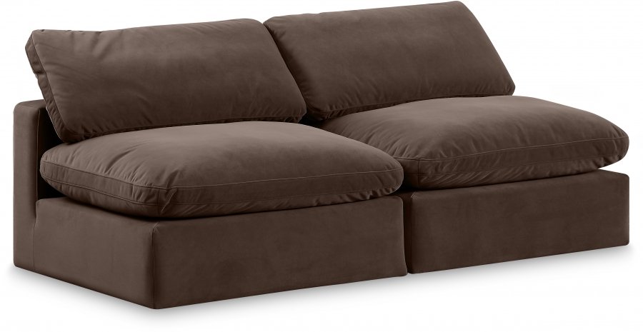 Comfy 78″ Velvet Upholstered 2pc. Armless Modular Loveseat