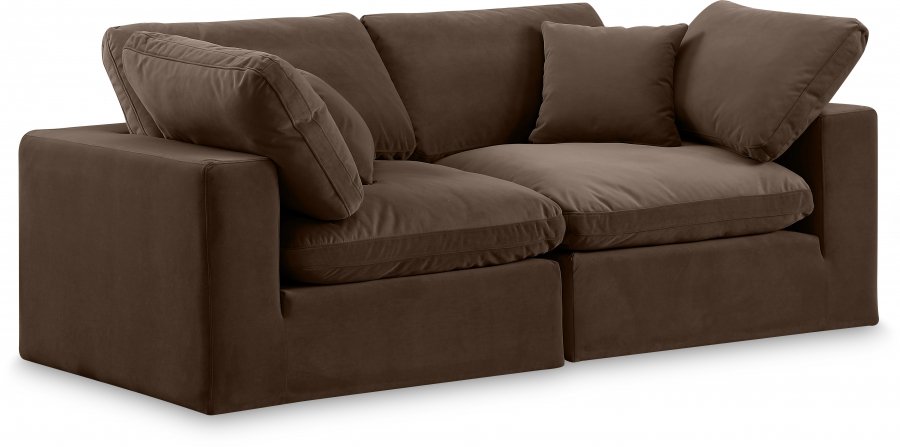 Comfy 80″ Velvet Upholstered 2pc. Modular Loveseat