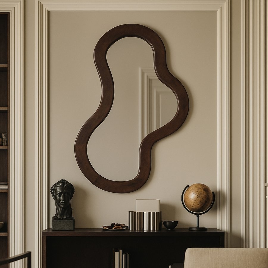 25976-1.jpg Oblique Acacia Wood Frame Mirror - Image 2