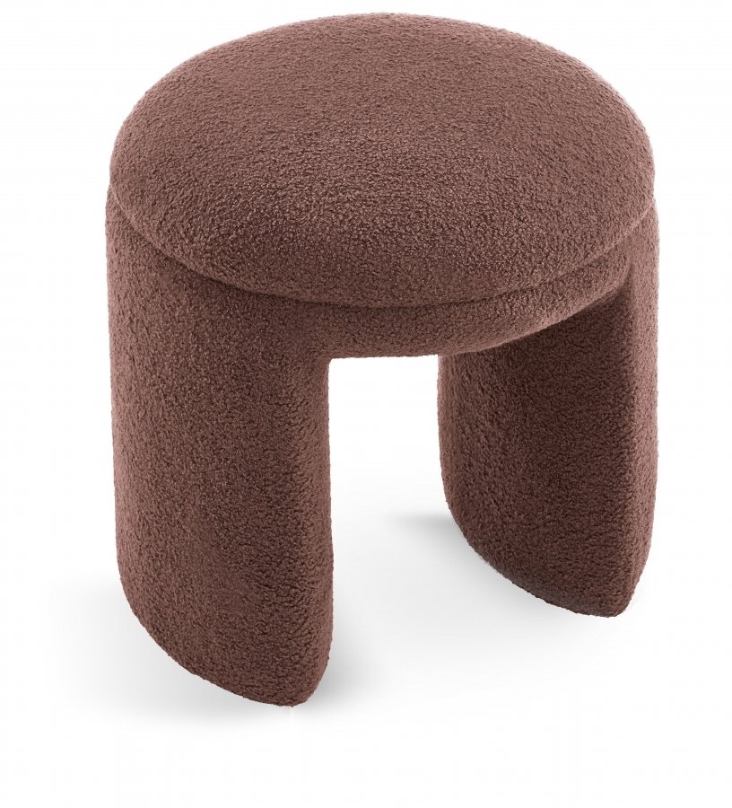 Bowen Faux Shearling Teddy Fabric Upholstered Stool