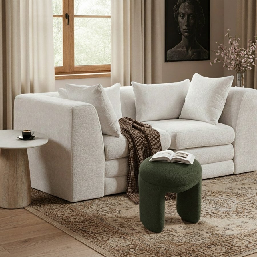 26118-1.jpg Bowen Faux Shearling Teddy Fabric Upholstered Stool - Image 2