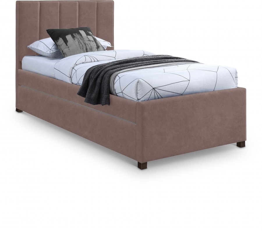 Home Hudson Vegan Leather Upholstered Twin Trundle Bed