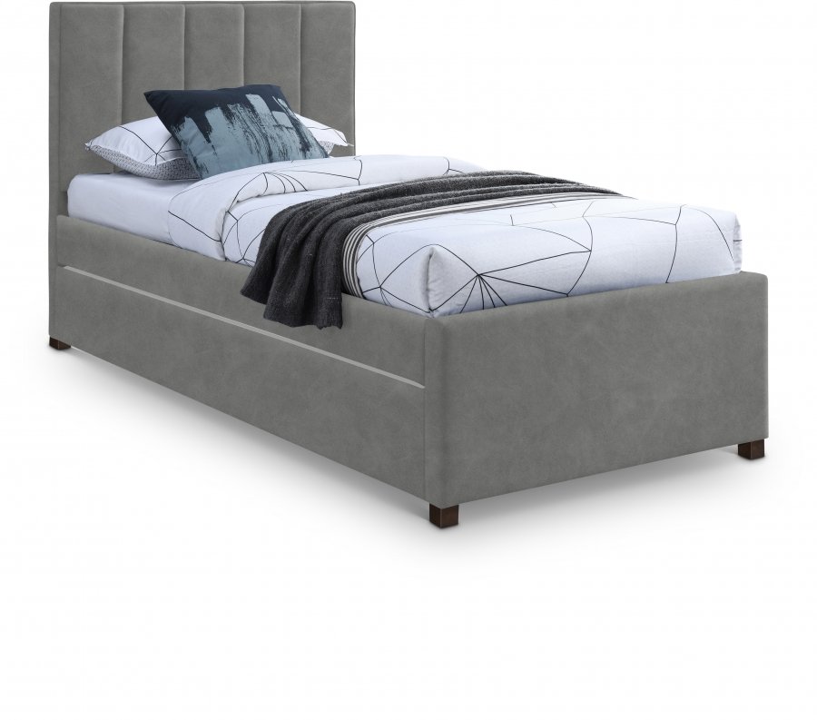 Home Hudson Vegan Leather Upholstered Twin Trundle Bed