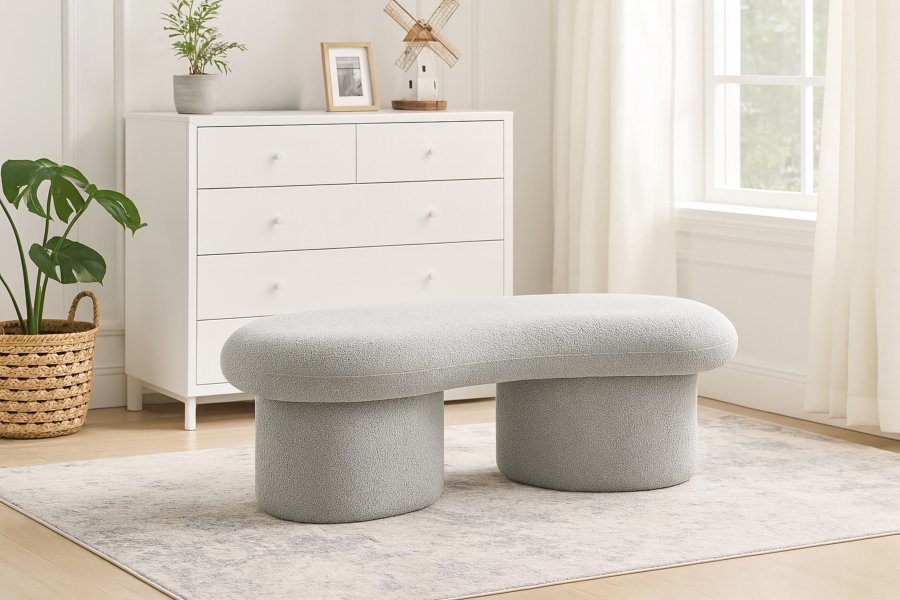 31076-1.jpg Luka Boucle Fabric Upholstered Bench - Image 2