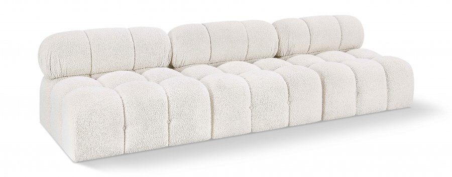 Ames 102″ Boucle Fabric Upholstered 3pc. Armless Modular Sofa