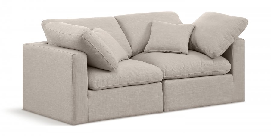 Indulge 70″ Linen Textured Fabric Upholstered 2pc. Modular Loveseat
