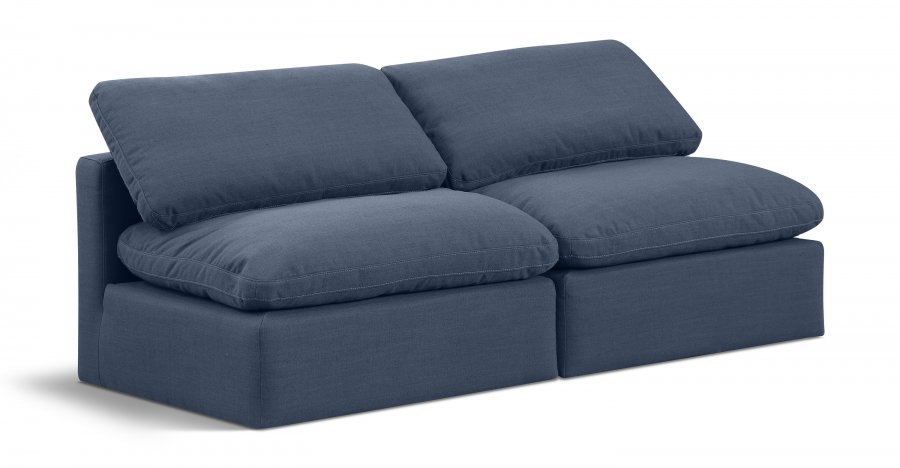 Indulge 70″ Linen Textured Fabric Upholstered 2pc. Armless Modular Loveseat