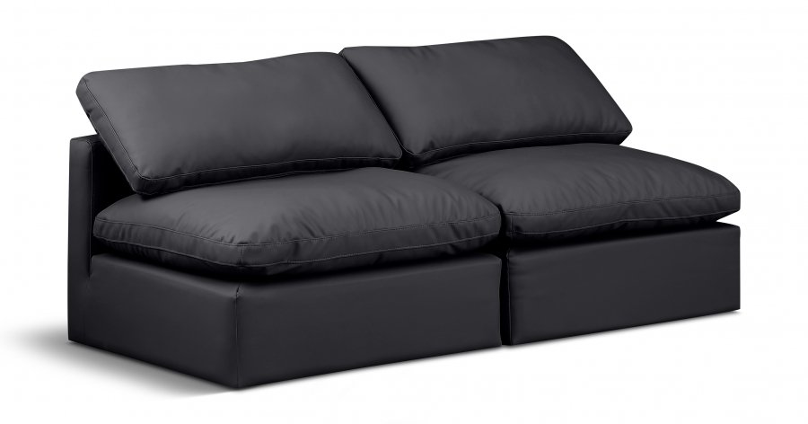 Indulge 70″ Vegan Leather Upholstered 2pc. Armless Modular Loveseat