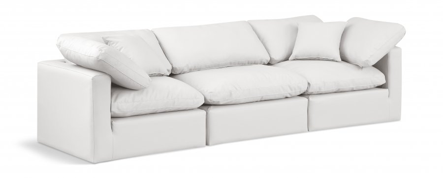 Indulge 105″ Vegan Leather Upholstered 3pc. Modular Sofa
