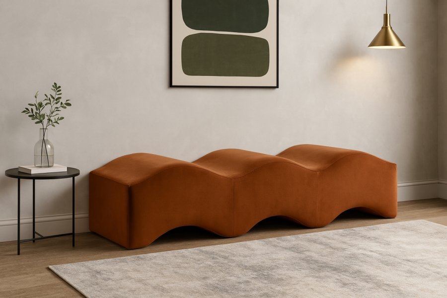 44642-1.jpg Wave Velvet Upholstered Bench - Image 2