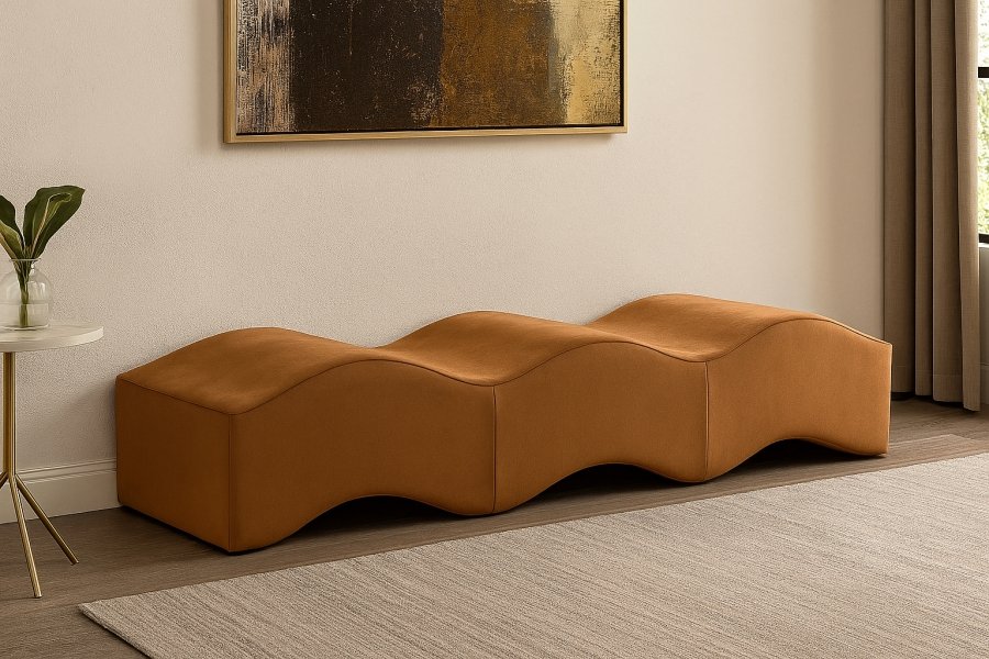 44646-1.jpg Wave Velvet Upholstered Bench - Image 2