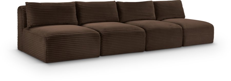 Shaggy 124″ Corduroy Performance Fabric Upholstered Upholstered Modular Sofa
