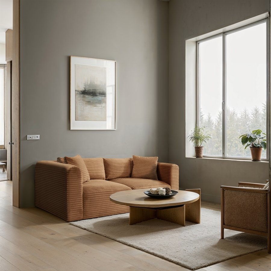 46437-1.jpg Shaggy 78" Corduroy Performance Fabric Upholstered Upholstered Modular Loveseat - Image 2