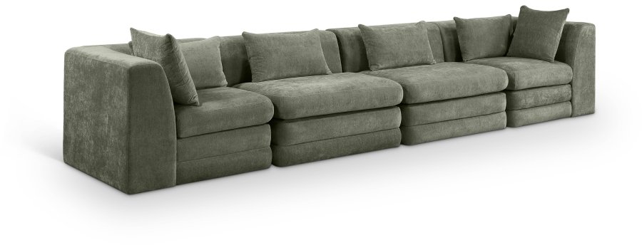 Stellar 152″ Chenille Fabric Upholstered 4pc. Modular Sofa