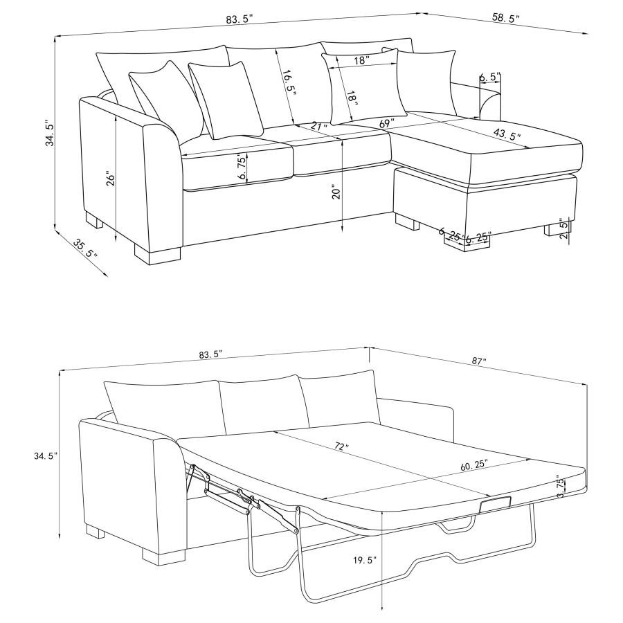 504778_20x900.jpg STOREY UPHOLSTERED SLEEPER SECTIONAL CHAISE SOFA CAMEL - Image 19