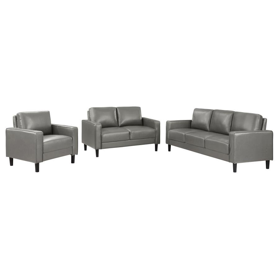 508365-S3_02x900.jpg RUTH 3-PIECE UPHOLSTERED TRACK ARM SOFA SET GREY - Image 2