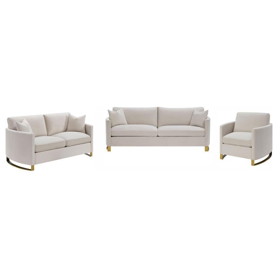 508821-S3_01ax900.jpg CORLISS 3-PIECE UPHOLSTERED ARCHED ARM SOFA SET BEIGE - Image 2