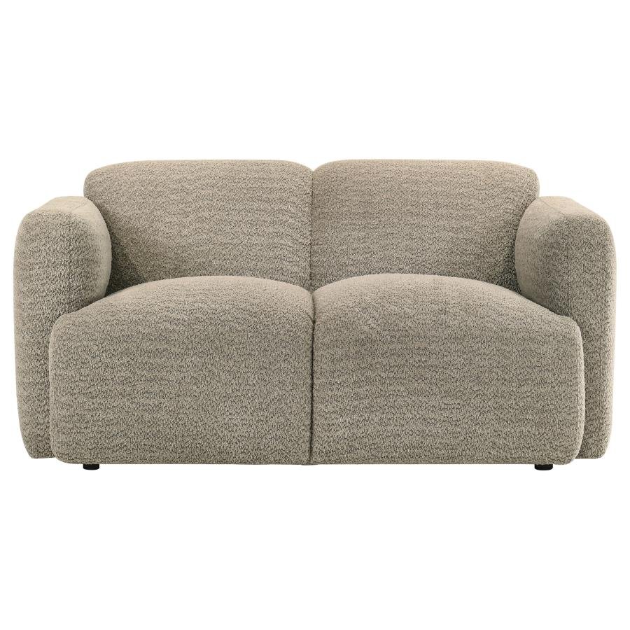 509815_03x900.jpg DORSET FABRIC UPHOLSTERED ROUND TRACK ARM LOVESEAT BROWN - Image 3