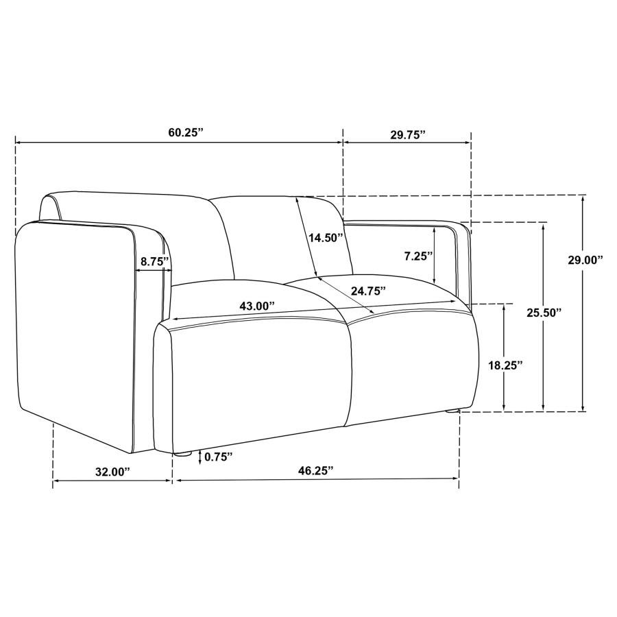 509815_12x900.jpg DORSET FABRIC UPHOLSTERED ROUND TRACK ARM LOVESEAT BROWN - Image 12