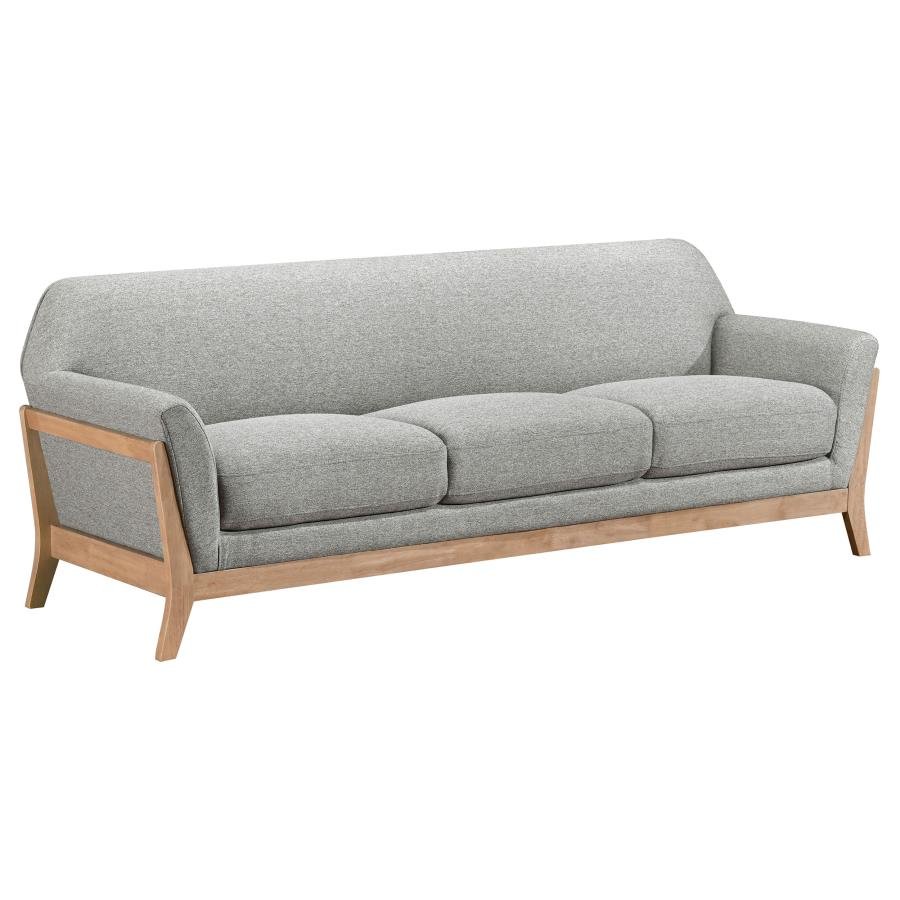 VAUGHN FABRIC UPHOLSTERED FLARED ARM SOFA GREY