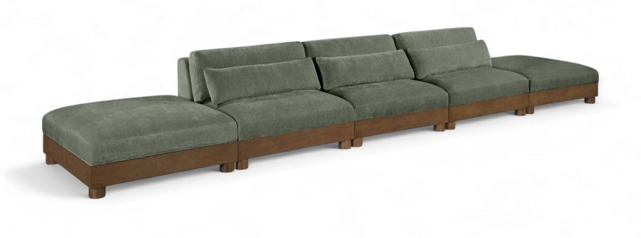 Turin 200″ Chenille Fabric Upholstered 5pc. Modular Sofa